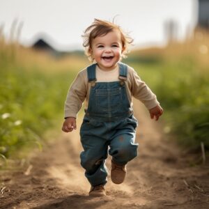 is once upon a child worth it baby running in overalls